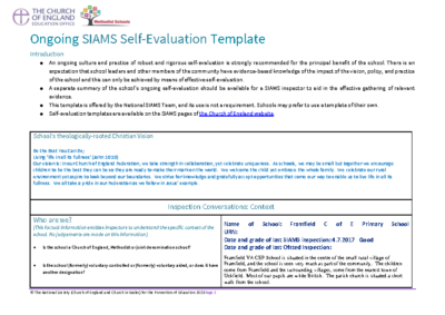 Ongoing SIAMS Self-Evaluation Template