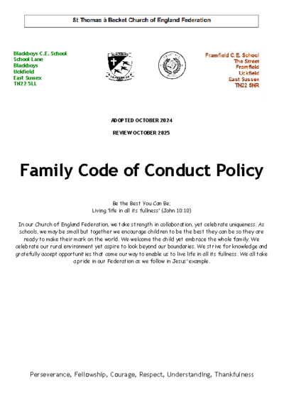 Family Code of Conduct Policy