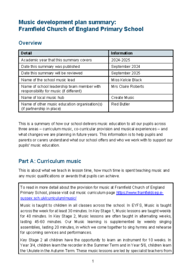 Music Development Plan