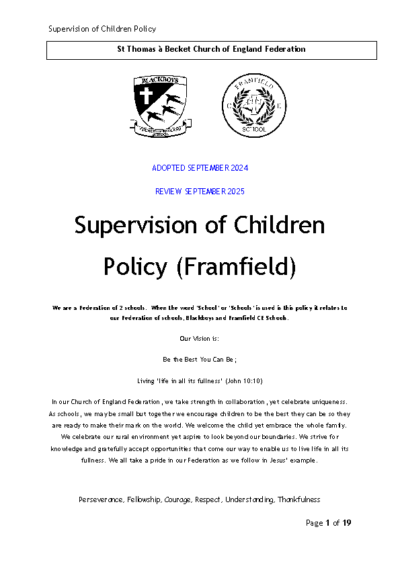 Supervision of Children Policy