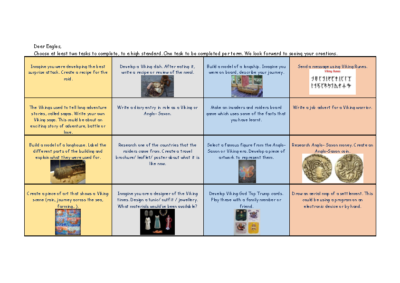 Eagles Term 1/2 Home Learning Menu