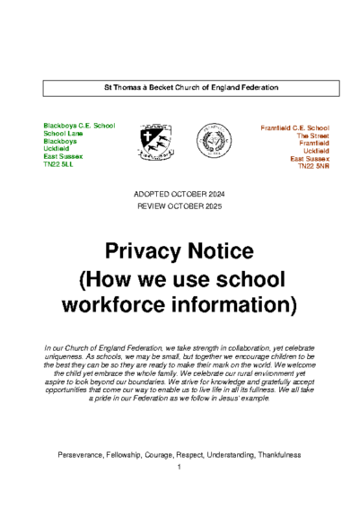 Privacy Notice Workforce