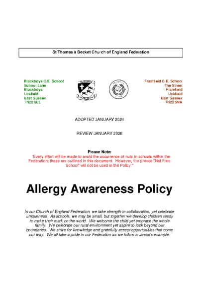 Allergy Awareness Policy