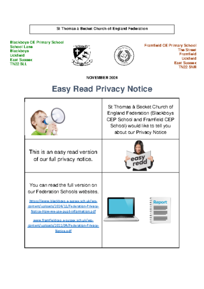 Easy Read Privacy Notice