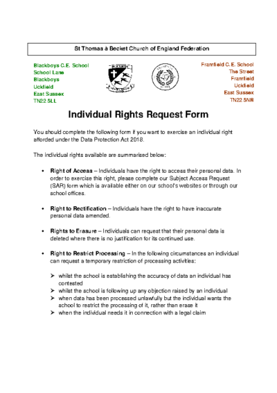 Individual Rights Request Form