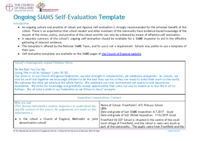 Ongoing SIAMS Self-Evaluation Template