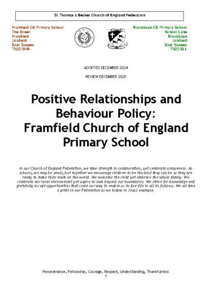 Positive Relationships & Behaviour Policy