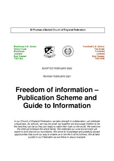 Freedom of Information – Publication Scheme & Guide to Information