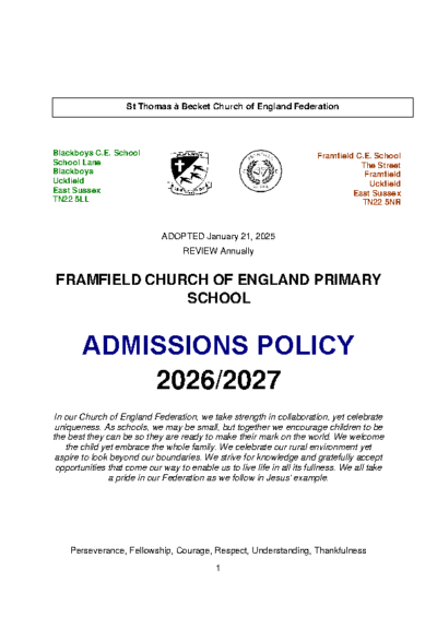 Admissions Policy 2026-27